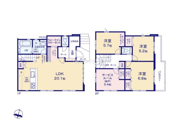 松戸市二十世紀が丘萩町 新築2号棟_間取り図