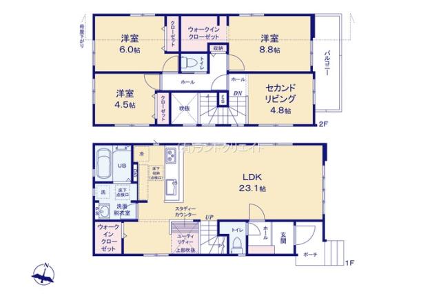 松戸市二十世紀が丘萩町 新築４号棟_間取り図