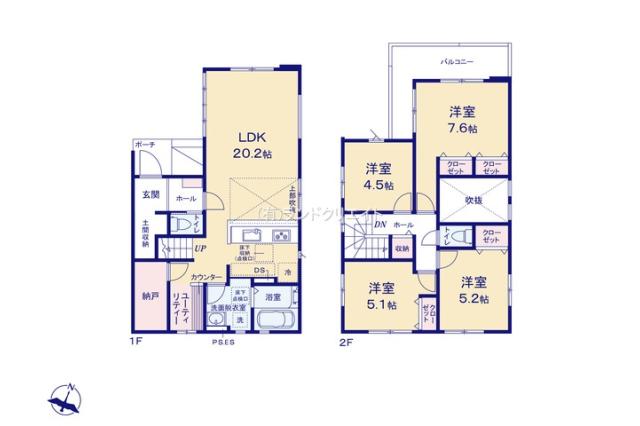 松戸市二十世紀が丘戸山町 新築一戸建て_間取り図