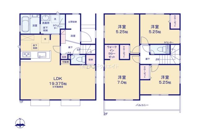 松戸市和名ケ谷 新築４号棟_間取り図