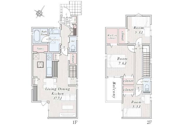 松戸市日暮 新築全9区画1号棟_間取り図