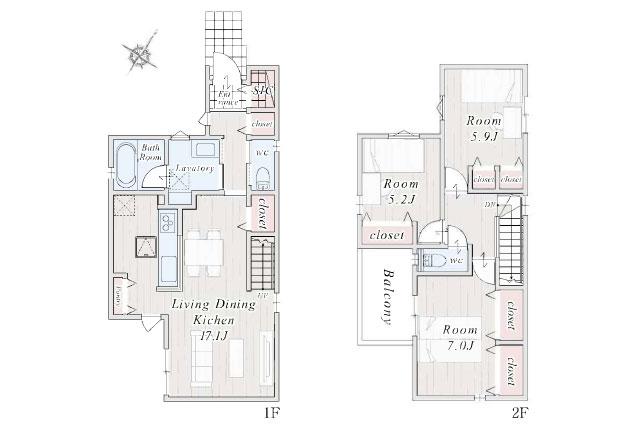 松戸市日暮 新築全9区画３号棟_間取り図