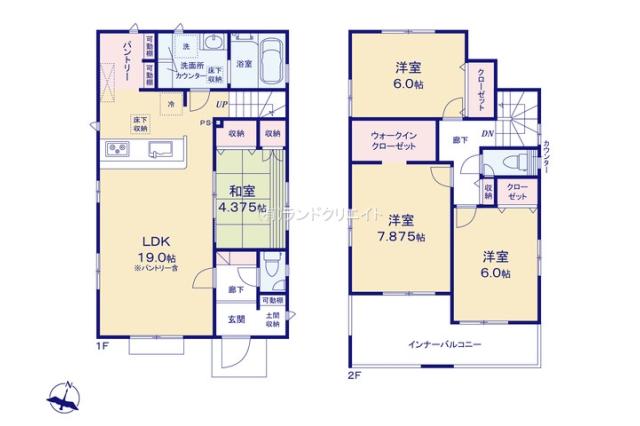 松戸市二十世紀が丘丸山町 新築全13区画８号棟_間取り図